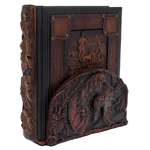 Leather-bound book "Hunting" on a carved stand