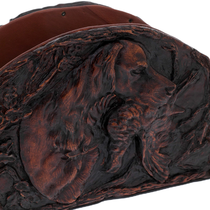 Leather-bound book "Hunting" on a carved stand