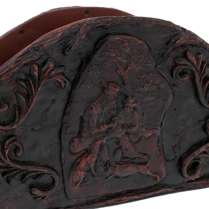 Leather-bound book "Hunting" on a carved stand