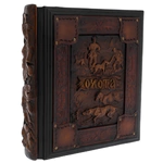 Leather-bound book "Hunting" on a carved stand