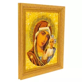 Икона из янтарной мозаики "Казанская Божией Матери"