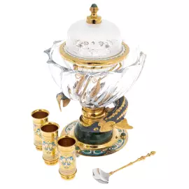 Poseidon jade caviar set for 3 persons, Zlatoust