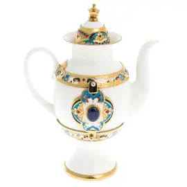 Кофейный сервиз "Боярыня" с лазуритом, на 6 персон, Златоуст Кофейный сервиз "Боярыня" с лазуритом, на 6 персон, Златоуст