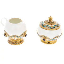 Кофейный сервиз "Боярыня" с лазуритом, на 6 персон, Златоуст Кофейный сервиз "Боярыня" с лазуритом, на 6 персон, Златоуст