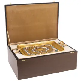 Кофейный сервиз "Боярыня" с лазуритом, на 6 персон, Златоуст Кофейный сервиз "Боярыня" с лазуритом, на 6 персон, Златоуст