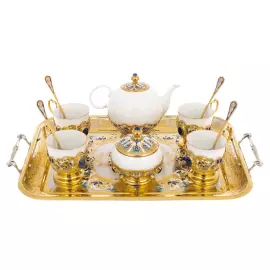 Coffee set "Lily of the Valley" with lapis lazuli, for 4 persons, Zlatoust