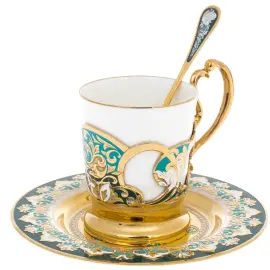 Набор кофейный "Бирюза" на 1 персону, Златоуст Набор кофейный "Бирюза" на 1 персону, Златоуст