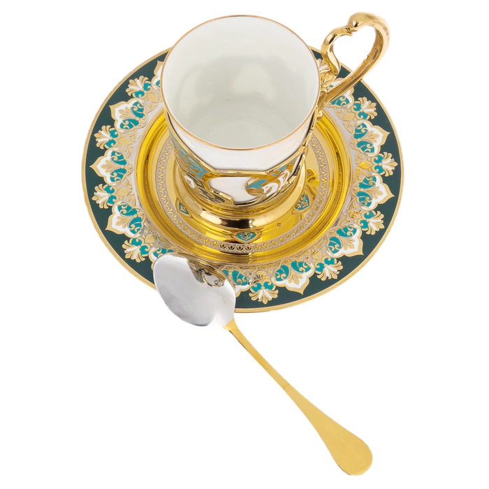 Turquoise coffee set for 1 person, Zlatoust