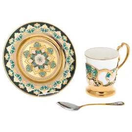 Набор кофейный "Бирюза" на 1 персону, Златоуст Набор кофейный "Бирюза" на 1 персону, Златоуст