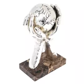 Скульптура из полистоуна и мрамора "Мир в твоих руках" с посеребрением