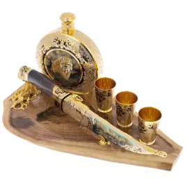 Набор для водки "Рысь" с ножом, на 3 персоны, Златоуст