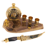 Набор для водки "Рысь" с ножом, на 3 персоны, Златоуст