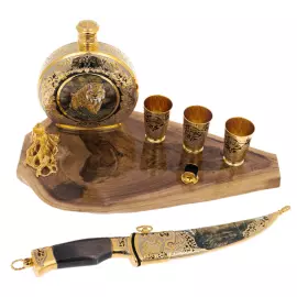 Набор для водки "Рысь" с ножом, на 3 персоны, Златоуст