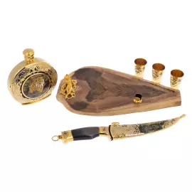 Набор для водки "Рысь" с ножом, на 3 персоны, Златоуст