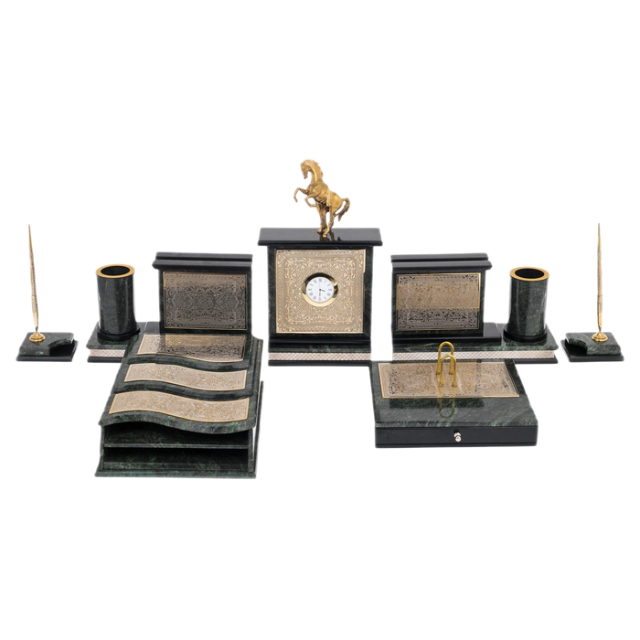 Table set of serpentine and dolerite "Horse" Zlatoust