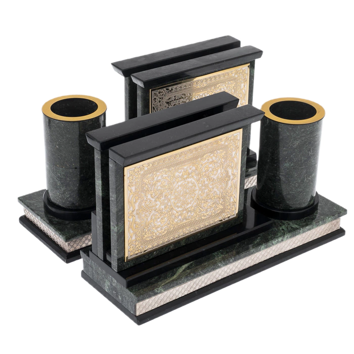 Table set of serpentine and dolerite "Horse" Zlatoust