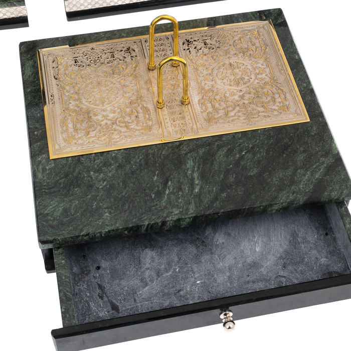 Table set of serpentine and dolerite "Horse" Zlatoust