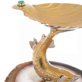 Икорница "Белуга" на подставке из агата, Златоуст