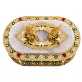 Шкатулка из нефрита и кварца "Ангелочки" Златоуст