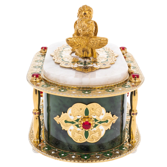 Jewelry box made of jade and quartz "Angel" Zlatoust
