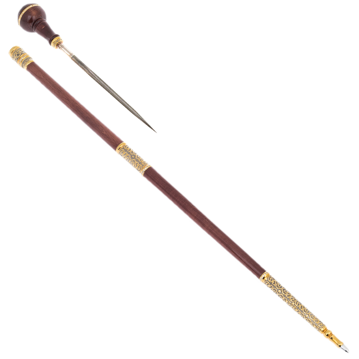 Cane decorated with a Classic stiletto, light wood, Zlatoust