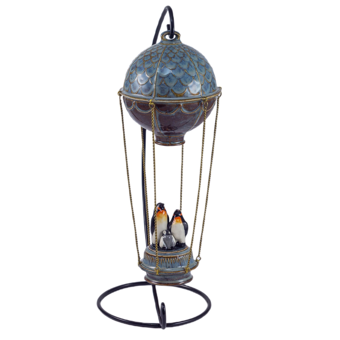 Christmas tree toy made of porcelain "Balloon. The Royal Penguins"