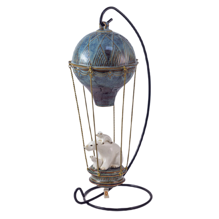 Christmas tree toy made of porcelain "Balloon. Polar Bears"
