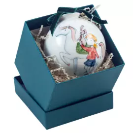 Елочный шар из фарфора "На лошадке"