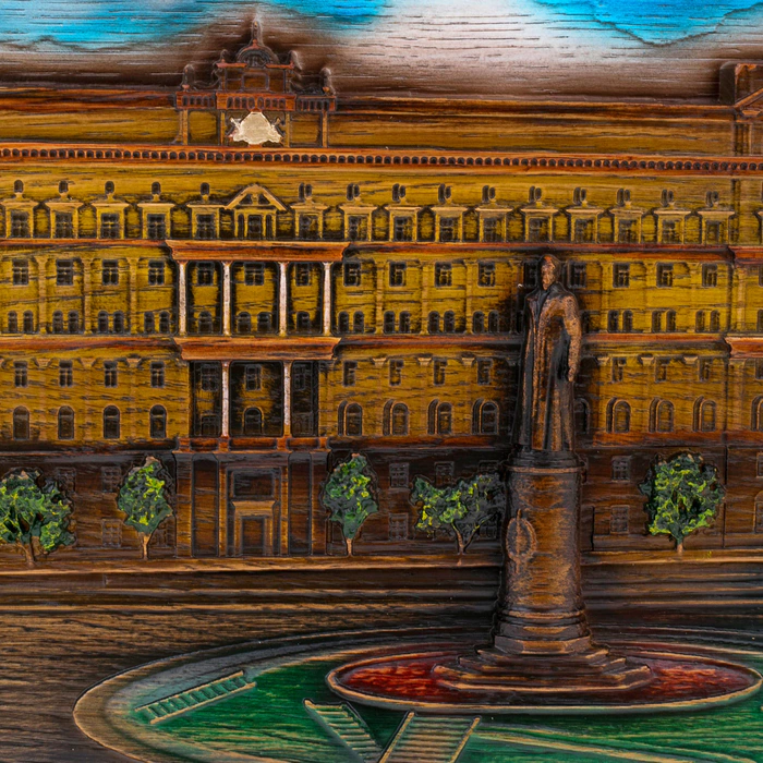 Carved oak panel "Lubyanka"