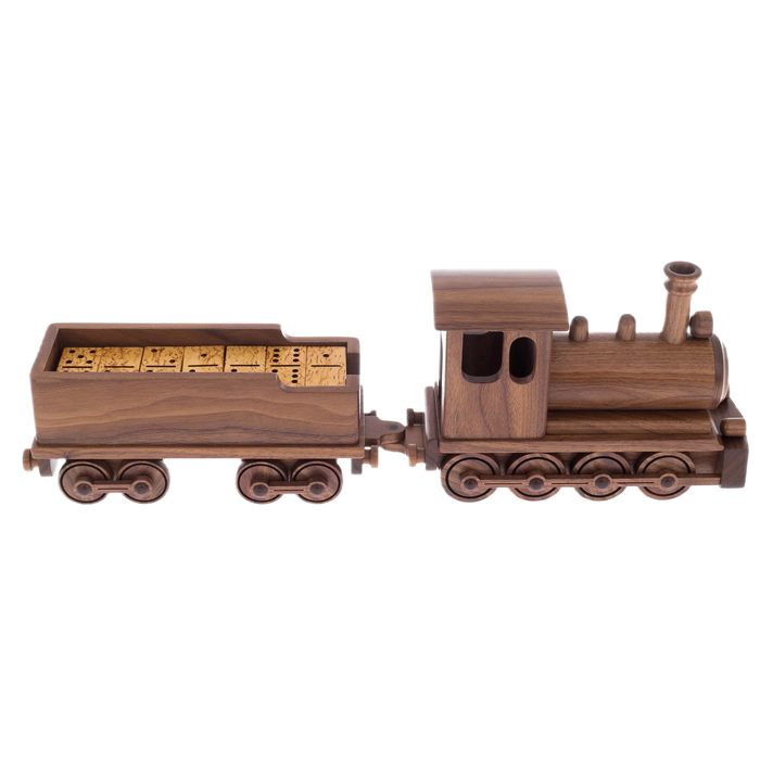 Domino "Steam train" made of American walnut