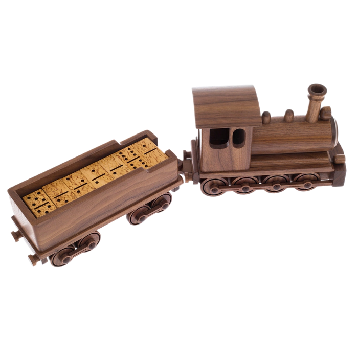 Domino "Steam train" made of American walnut