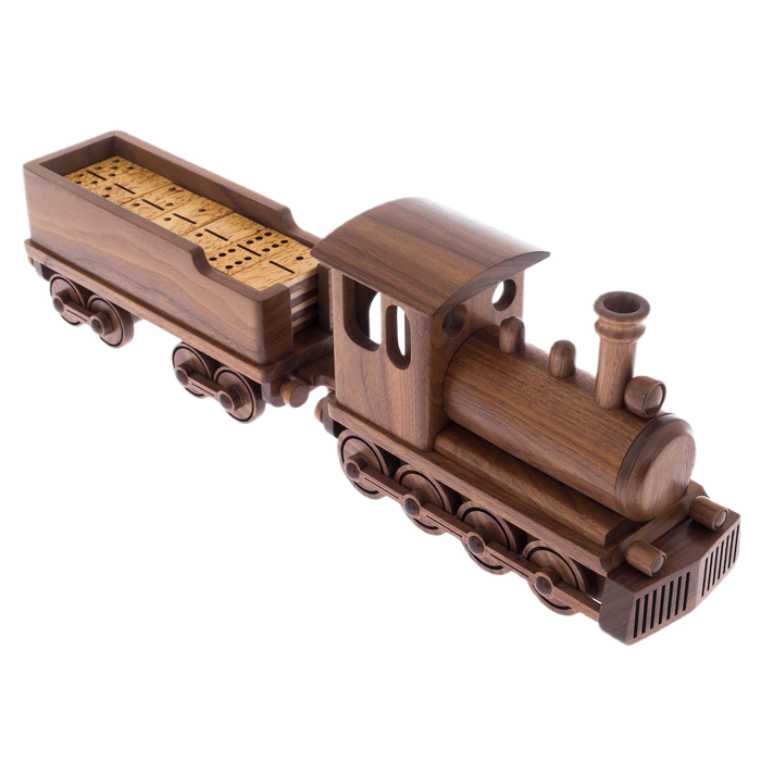 Domino "Steam train" made of American walnut