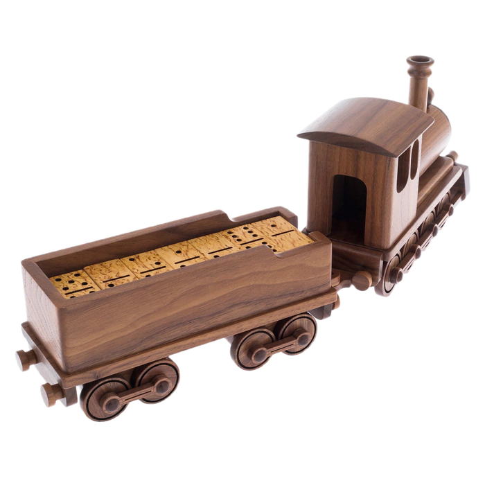 Domino "Steam train" made of American walnut