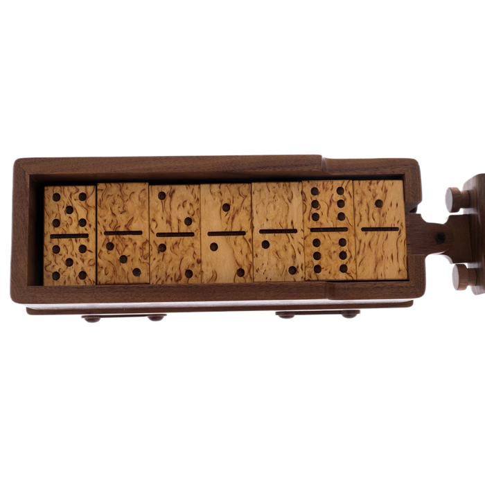 Domino "Steam train" made of American walnut