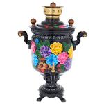 Samovar combined "Blooming garden" for 5 liters, with a pipe