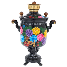 Samovar combined "Blooming garden" for 5 liters, with a pipe