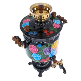 Samovar combined "Blooming garden" for 5 liters, with a pipe
