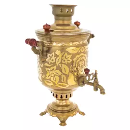 Самовар электрический "Цветочек" на 6 л., золотой