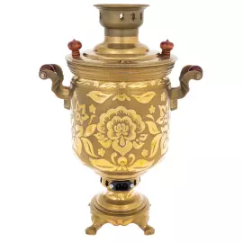 Самовар электрический "Цветочек" на 6 л., золотой