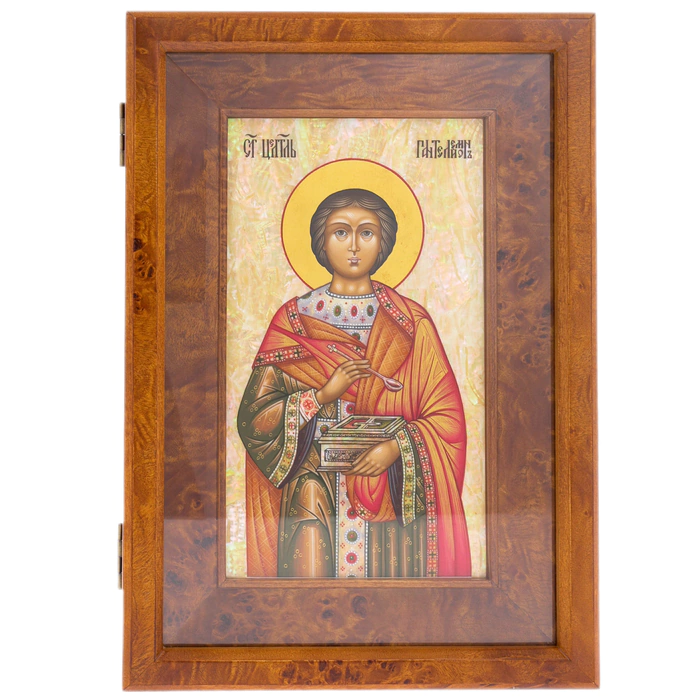 Icon on natural mother-of-pearl "Panteleimon the Healer" in Kyoto