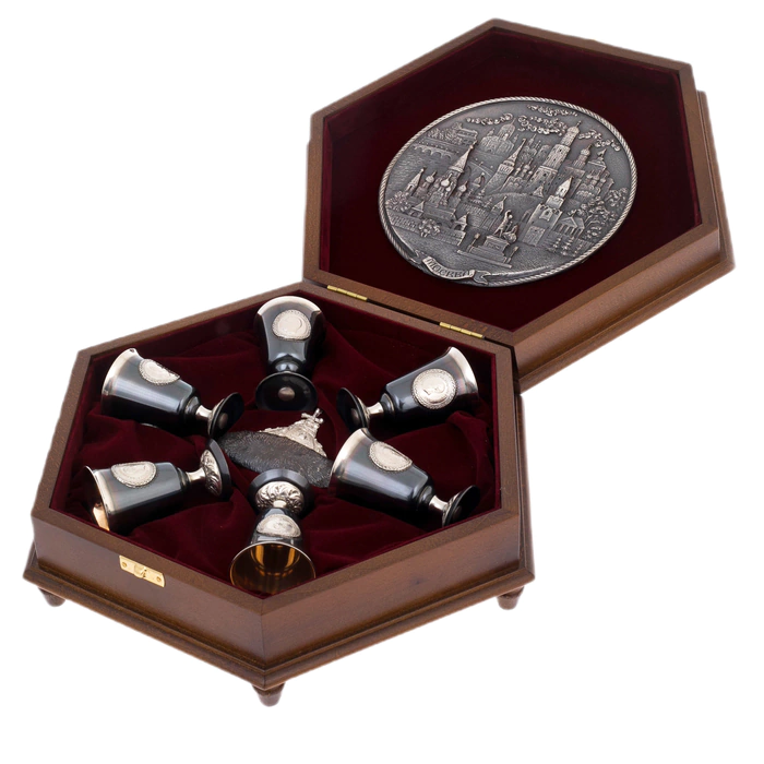 Vodka set "Imperial hexagon" for 6 people, in a case