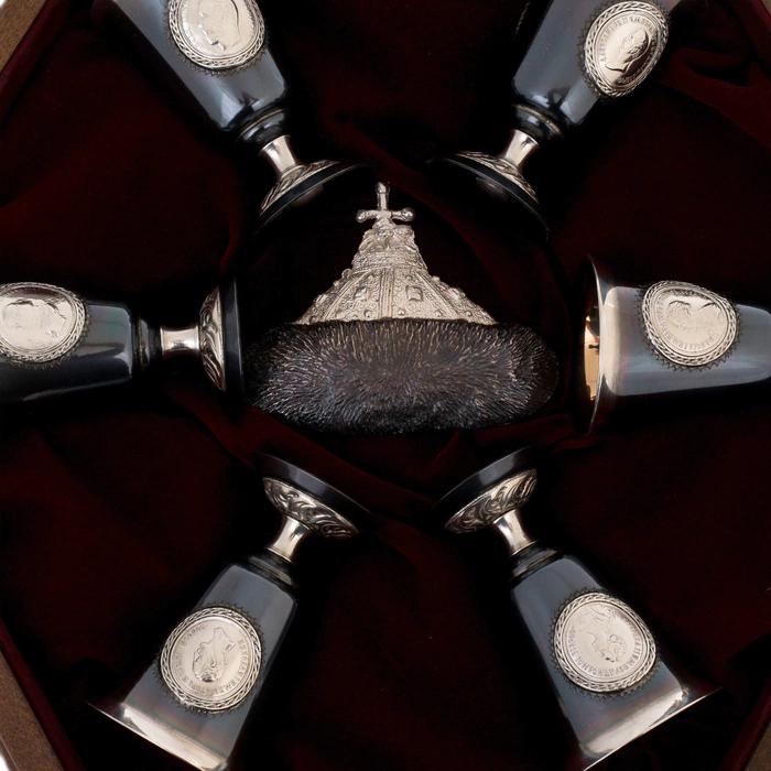 Vodka set "Imperial hexagon" for 6 people, in a case