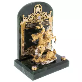 Сувенир настольный "Святой Георгий Победоносец" на нефрите, Златоуст