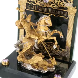 Сувенир настольный "Святой Георгий Победоносец" на нефрите, Златоуст