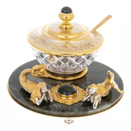 Caviar bowl on jade "Rusalki" Zlatoust