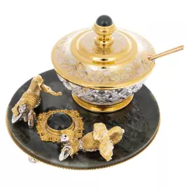 Caviar bowl on jade "Rusalki" Zlatoust