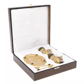 Кофейный набор "Дуэт" с нефритом, на 2 персоны, Златоуст