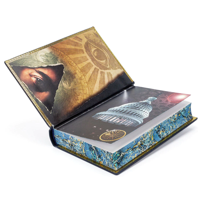 A leather-bound book by Dan Brown. The lost Symbol"