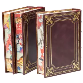 Книги в кожаном переплете "Сталин. Рузвельт. Черчиль" в 3-х томах, в футляре