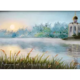 Шкатулка "Церковь Покрова на Нерли" Секачева, Федоскино